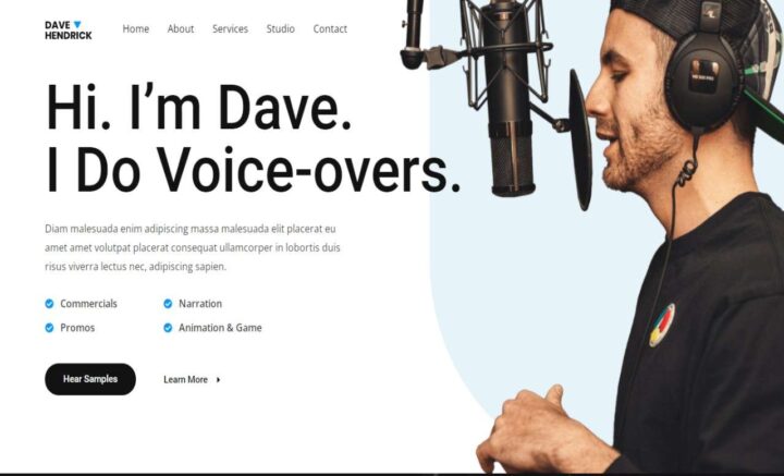 Freelance Voice Over Artist Portfolio Website Design