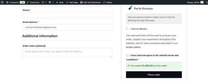 WooCommerce Checkout Savings Message Plugin - Show “You Saved ₹X” on Checkout & Cart Pages - Image 2