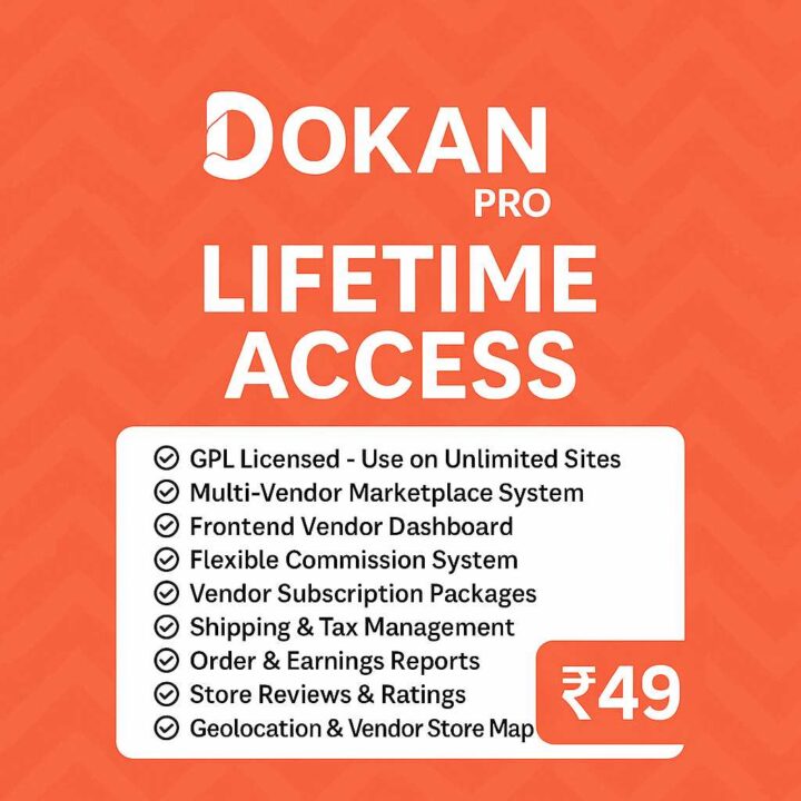 Dokan Pro Lifetime Access – Multi Vendor WordPress Plugin at Just ₹49