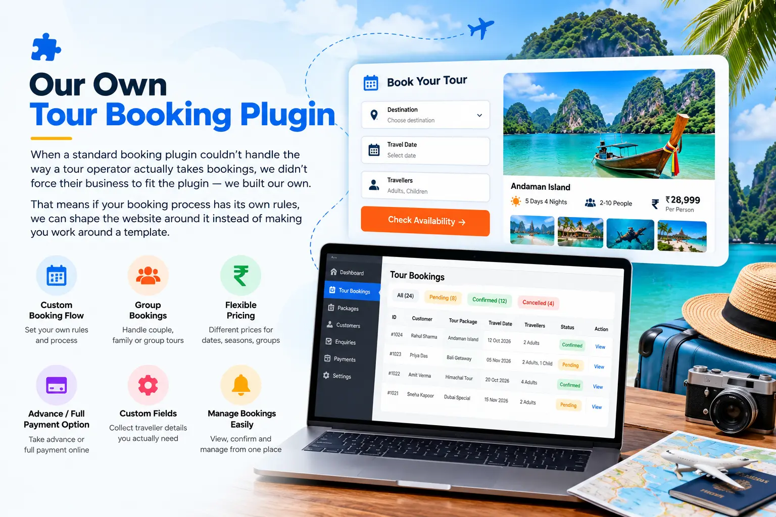 Custom tour booking plugin built by 24siteshop for tour operators
