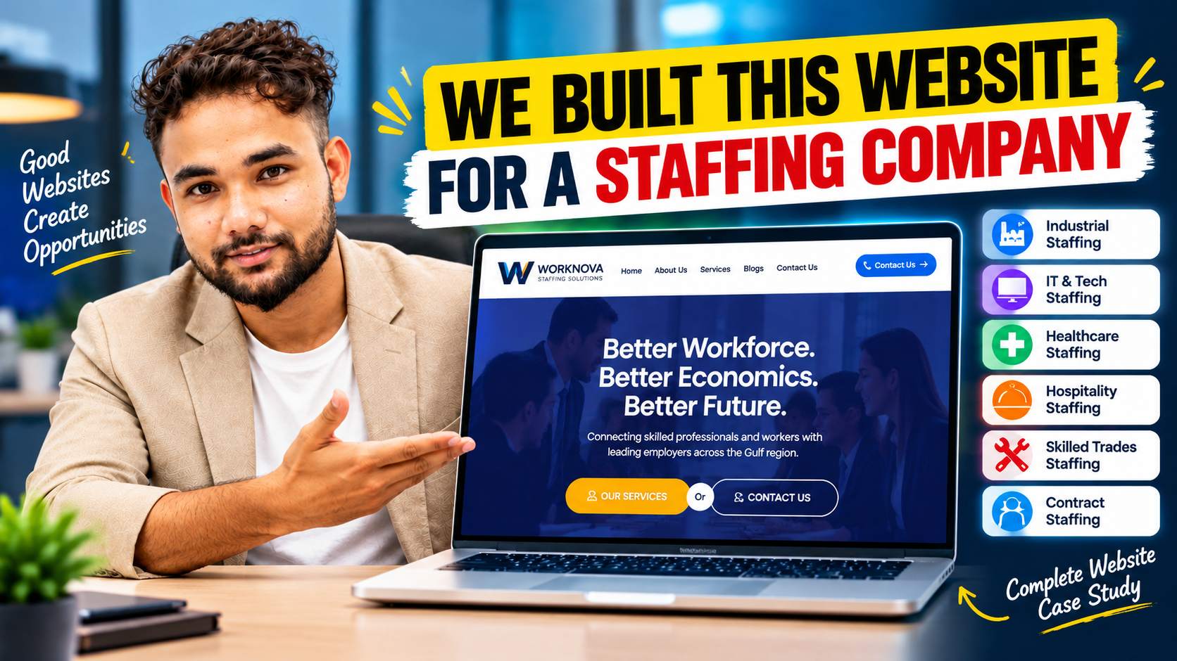 Staffing and manpower agency website designed by 24siteshop, shown on desktop and mobile